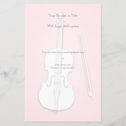 White Cello Custom Color Concert Program Insert (Voorkant)
