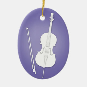 White Cello met Paarse muziek Keramisch Ornament