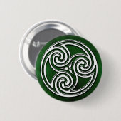 White Celtic Irish Knot Triskelion Green Button (Voorkant /achterkant)