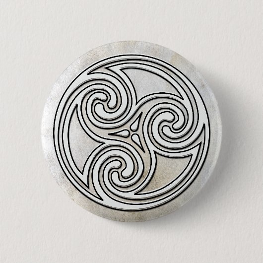 White Celtic Irish Knot Triskelion Marble Button (Voorkant)
