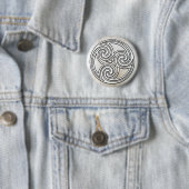 White Celtic Irish Knot Triskelion Marble Button (In situ)