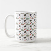White ceramic mug featuring a playful pattern (Gauche)
