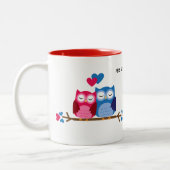 White Ceramic Mug with Romantic Owl Couple (Gauche)