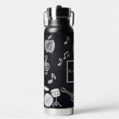 White Chalk Blackboard Elementary Music Teacher Waterfles (Voorkant)