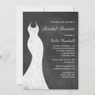 White Chalk Bridal Shower Invitation Kaart