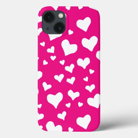 White Chalk Hearts on Fuchsia Pink Case-Mate iPhone Case (Achterkant)
