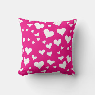 White Chalk Hearts on Fuchsia Pink Kussen