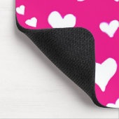 White Chalk Hearts on Fuchsia Pink Muismat (Hoek)