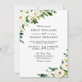 White Champagne Flowers Elegant Wedding Invitation Kaart (Voorkant)