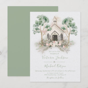 White Chapel in the Eucalyptus Wedding invitations