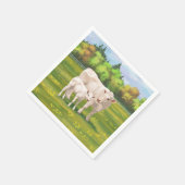 White Charolais Koe & Cute Calf Beef Cattle Servet (Hoek)