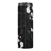 White Cherry Blossom Black Marble Monogram Thermosbeker (Achterkant)