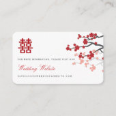 White Cherry Blossom Chinese Wedding Website Kaart (Voorkant)