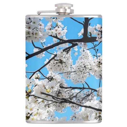 White Cherry Blossom Flask Heupfles (Voorkant)