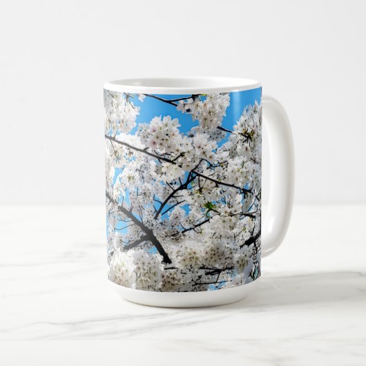 White Cherry Blossom Flower Mug (Devant droit)