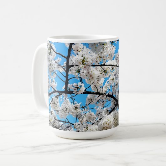 White Cherry Blossom Flower Mug (Devant gauche)