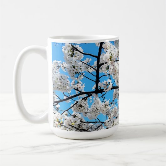 White Cherry Blossom Flower Mug (Gauche)