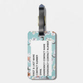 White Cherry Blossom Monogram Name Bagagelabel (Achterkant verticaal)