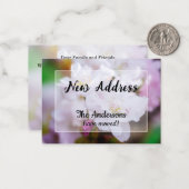 White Cherry Blossom Nouveau Faire-part d'adresse (Devant/Arrière en situation)