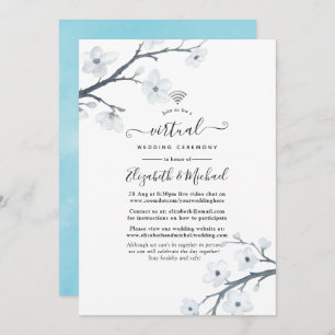 White Cherry Blossom Online Virtual Wedding Kaart