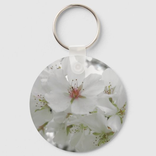 White Cherry Blossom Photo Sleutelhanger (Voorkant)