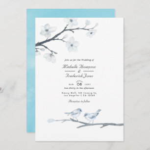 White Cherry Blossom QR Code RSVP Weddenschap Kaart