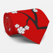 White Cherry Blossom Sakura Spring Flowers Branch Stropdas (Opgerold)