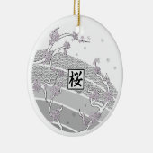 White Cherry Blossom Tree Keramisch Ornament (Rechts)