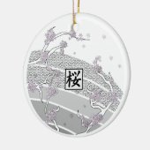 White Cherry Blossom Tree Keramisch Ornament (Links)