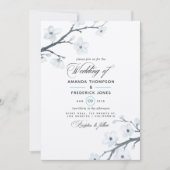White Cherry Blossom Wedding Invitation Kaart (Voorkant)