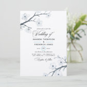 White Cherry Blossom Wedding Invitation Kaart (Staand voorkant)
