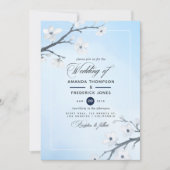 White Cherry Blossom Wedding Invitation Kaart (Voorkant)