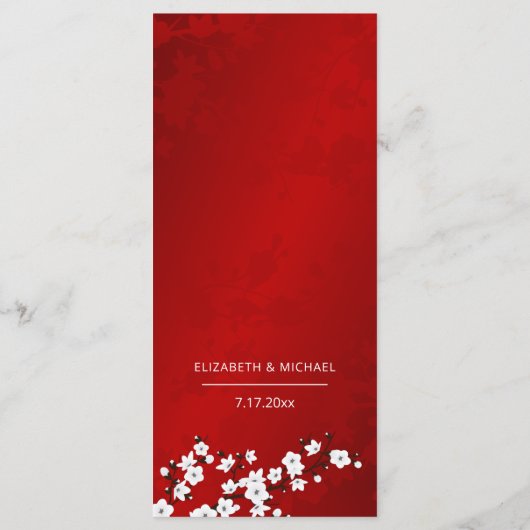White Cherry Blossom Wedding Menu Card (Dos)