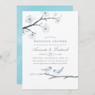 White Cherry Blossom Wedding Shower Uitnodiging
