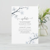 White Cherry Blossom Wedding Update Kaart (Staand voorkant)