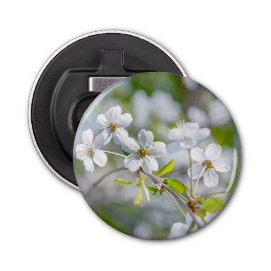 White Cherry Flower Button Flesopener (Voorkant)