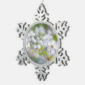 White Cherry Flower Tin Sneeuwvlok Ornament (Rechts)