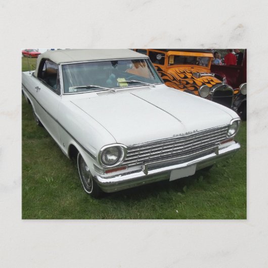 white chevy 1963 nova met chroom front uitzicht briefkaart (Voorkant)