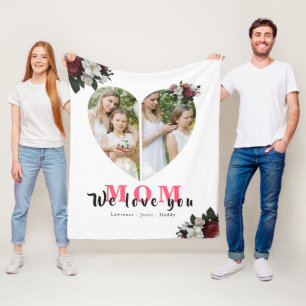 White Chic Heart Shaped Gift for Moederdag Fleece Deken