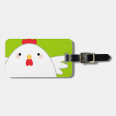 White Chicken on Green  Bagagelabel (Voorkant horizontaal)