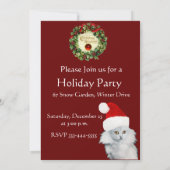 WHITE CHRISTMAS CAT MET SANTA CLAUS PET KAART (Achterkant)