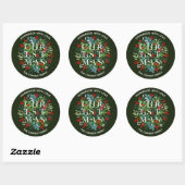 White CHRISTMAS Holly Berries Homemade Ronde Sticker (Vel)