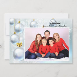 White Christmas Ornaments personalize with Photo Feestdagenkaart