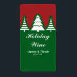 White Christmas Trees Fête Vin Étiquette<br><div class="desc">Étiquette du vin de Noël blanc fêtes de Noël. 3 zones de texte à customiser comme vous voulez. Éléments correspondants disponibles.</div>