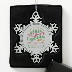 White Christmas Wallace en Davis Haynes zus Tin Sneeuwvlok Ornament