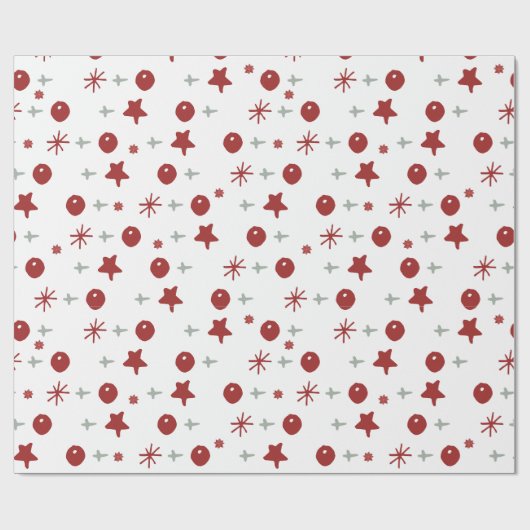 White Christmas Wrapping Paper with Red and Silver Cadeaupapier (Vlak)