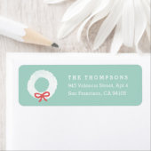 White Christmas Wreath Return Adresse Étiquettes (En situation)