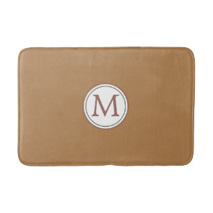 White Circle Banner Monogram op bruin Badmat