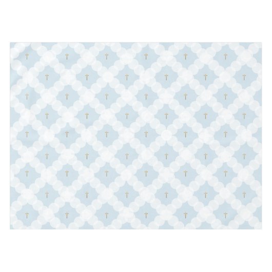 White Circles Gold cross Christelijk Baptisme Tafelkleed (Voorkant (Horizontaal))