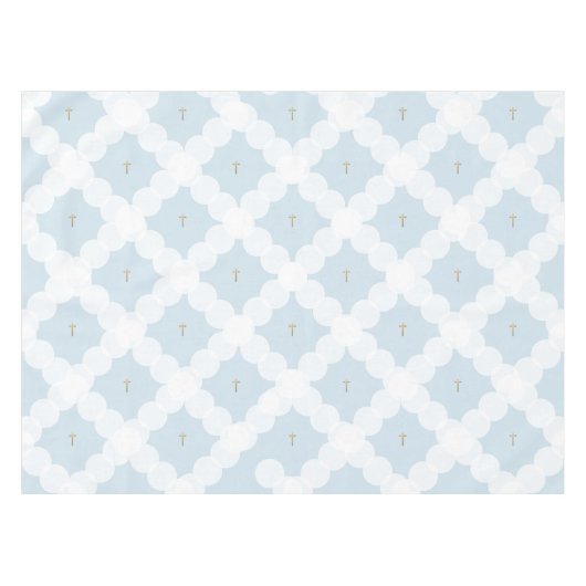 White Circles Gold cross Christelijk Baptisme Tafelkleed (Voorkant (Horizontaal))